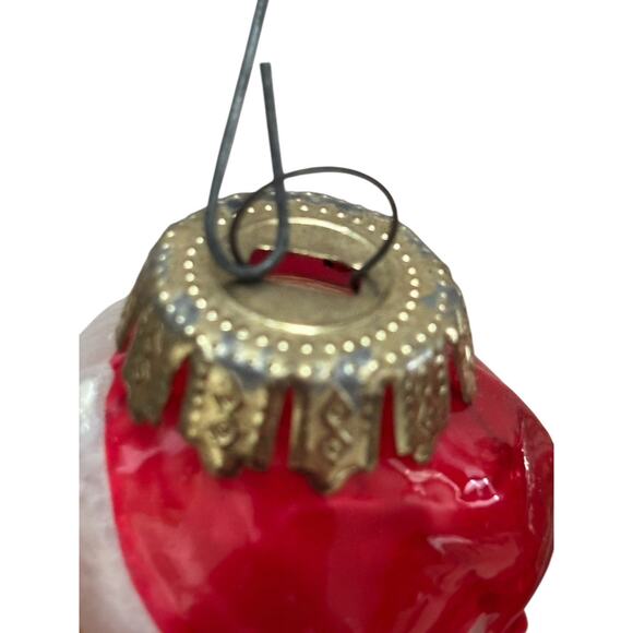 Christmas Ornament Glass 3 Teddy Bears Santa 3 1/2" Tall Vintage Holiday - Picture 3 of 5